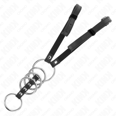 Anelli pene in metallo con cinturino in pelle da 112 cm per controllo e piacere